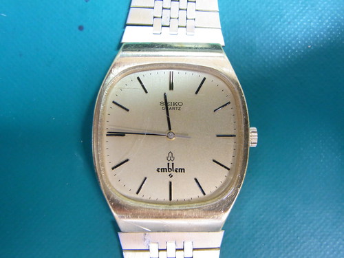 ＳＥＩＫＯ　ｅｍｂｌｅｍ（セイコー　エンブレム）の修理例　オーバーホール（分解掃除）＋リューズ交換＋文字板再生