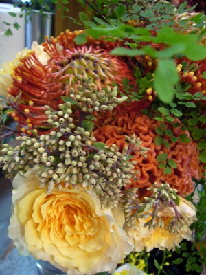 秋色オレンジの花束