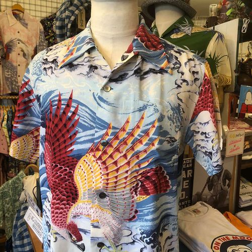 SUN SURF SP S/S HAWAIIAN SHIRT “THE EAGLE HAS LANDED” BLUE