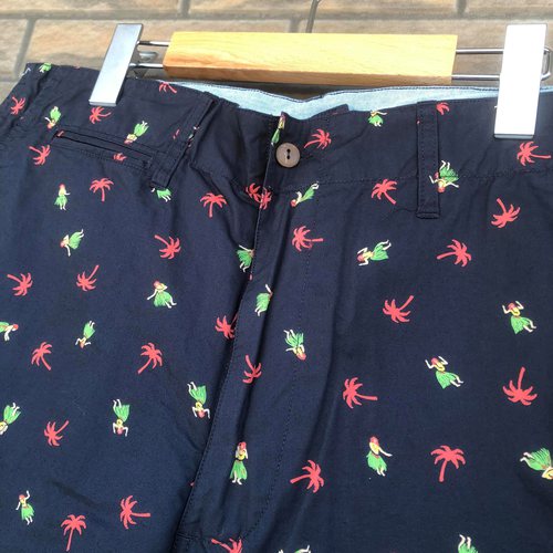 SUN SURF COTTON TWILL SHORTS HULA&PALMTREENAVY