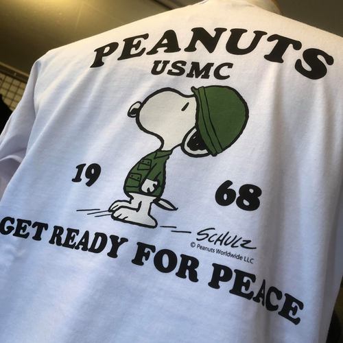 BUZZ RICKSONS×PEANUTS L/S T-SHIRT SNOOPYPEANUTS USMCWHITE