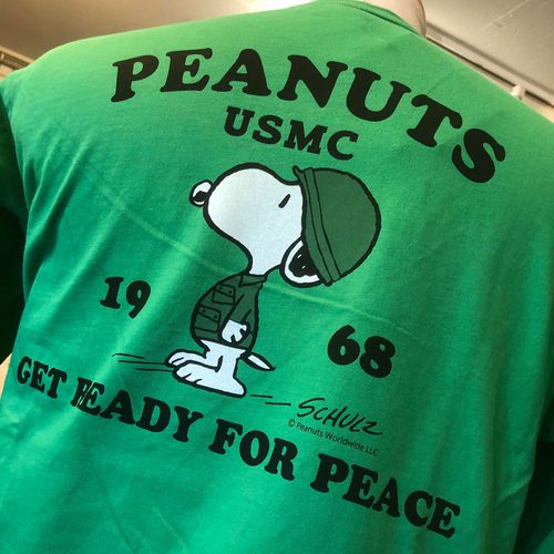 BUZZ RICKSONS × SNOOPY L/S T-SHIRT PEANUTS USMC KELLY
