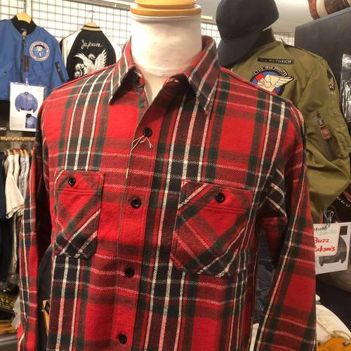 SUGAR CANE TWILL CHECK L/S WORK SHIRT SC28501-165/RED