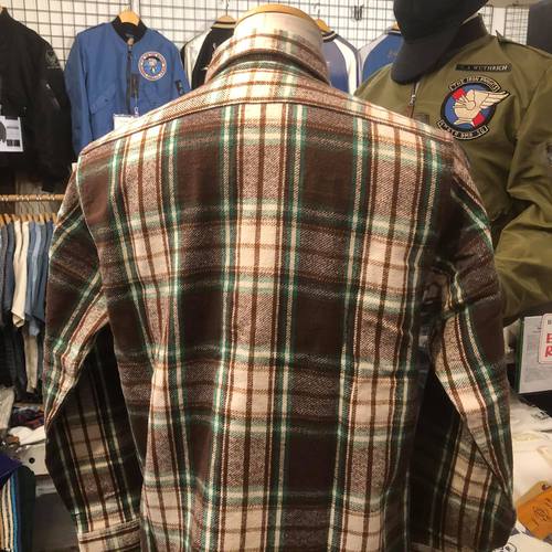 SUGAR CANE TWILL CHECK L/S WORK SHIRT SC28501-138/BROWN