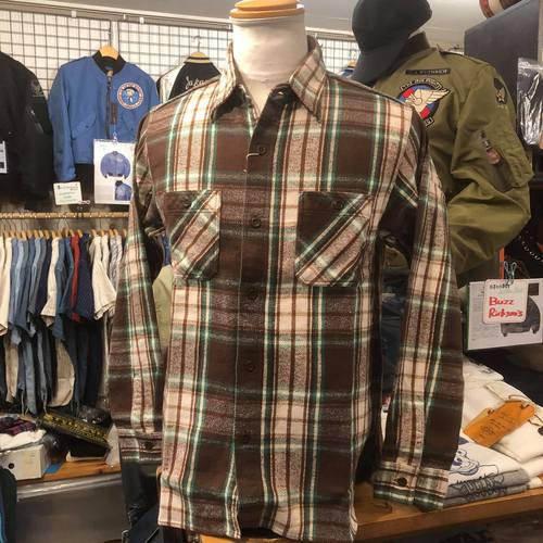 SUGAR CANE TWILL CHECK L/S WORK SHIRT SC28501-138/BROWN