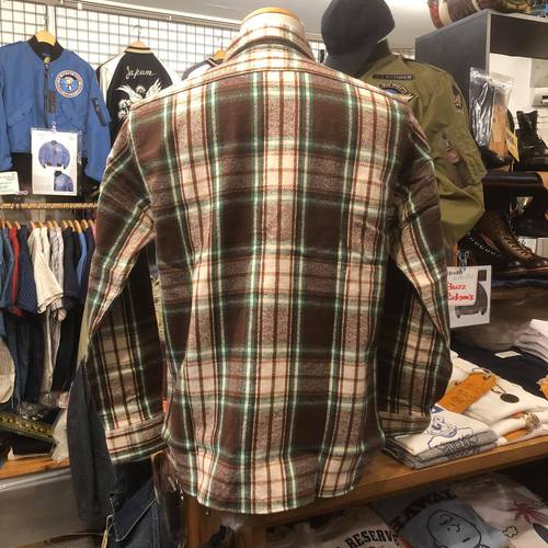 SUGAR CANE TWILL CHECK L/S WORK SHIRT SC28501-138/BROWN