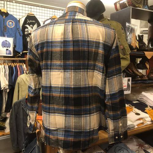 SUGAR CANE LIGHT FLANNEL L/S CHECK BD SHIRT BEIGE