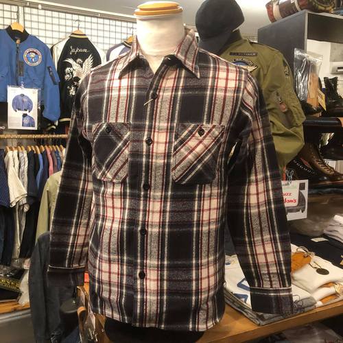 SUGAR CANE TWILL CHECK L/S WORK SHIRT SC28501-133/BEIGE