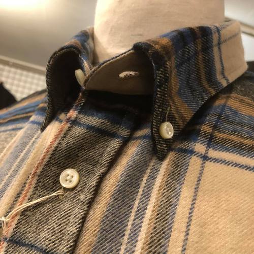 SUGAR CANE LIGHT FLANNEL L/S CHECK BD SHIRT BEIGE