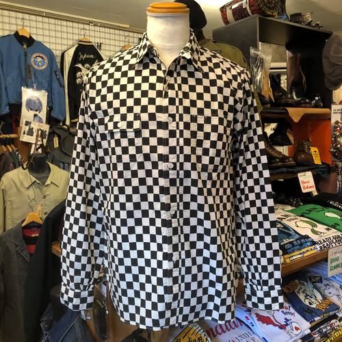 FICTION ROMANCE 4.5oz CHECKER PRINT L/S WORK SHIRT BLACK