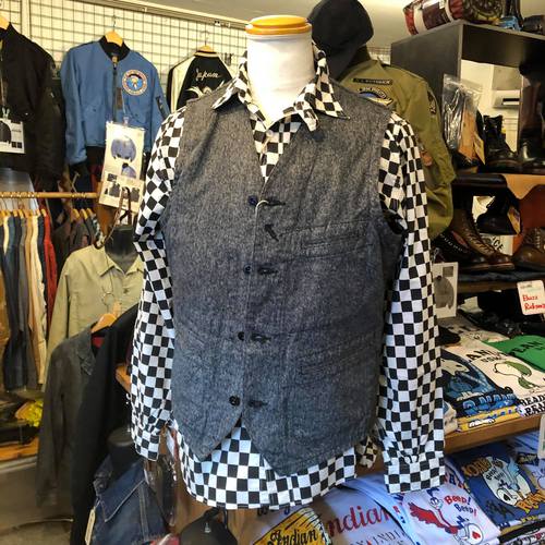 FICTION ROMANCE 4.5oz CHECKER PRINT L/S WORK SHIRT BLACK