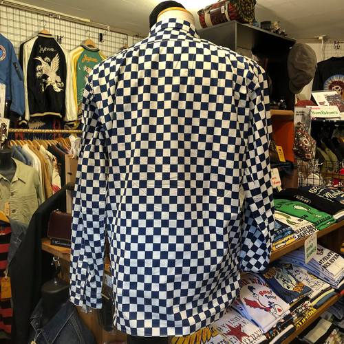 FICTION ROMANCE 4.5oz CHECKER PRINT L/S WORK SHIRT NAVY