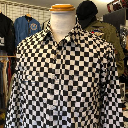 FICTION ROMANCE 4.5oz CHECKER PRINT L/S WORK SHIRT BLACK