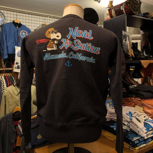 BUZZ RICKSONS×SNOOPY CREW SWEAT NAVAL AIR STATION BLK
