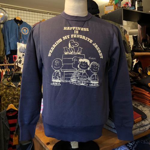 BUZZ RICKSONS × SNOOPY SET-IN CREW SWEAT HAPPINESS NAVY