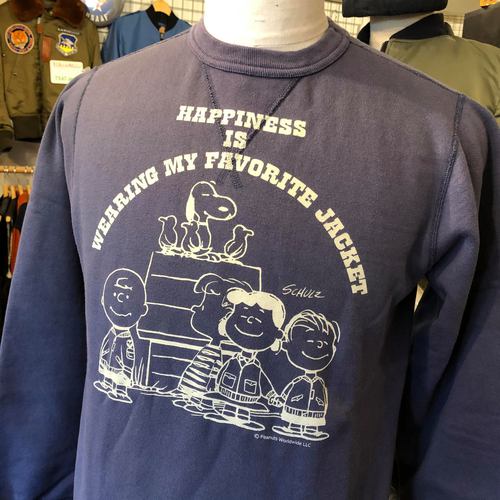 BUZZ RICKSONS×SNOOPY SET-IN CREW SWEAT HAPPINESS NAVY