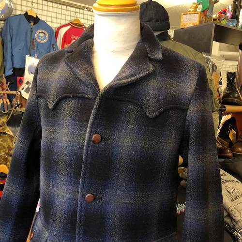 MFSC TRUCKSTOP 21oz.WOOL PLAID PIONEERBLAZER NAVY
