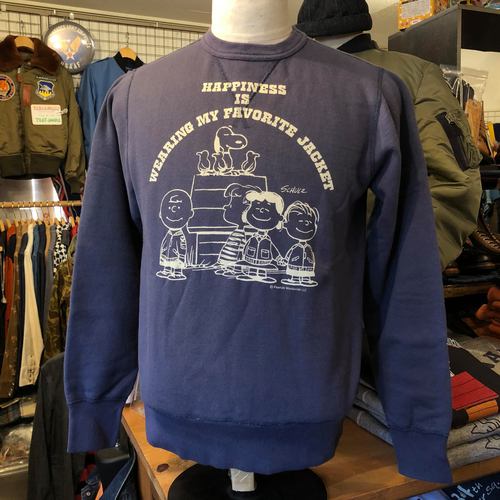 BUZZ RICKSONS×SNOOPY SET-IN CREW SWEAT HAPPINESS NAVY