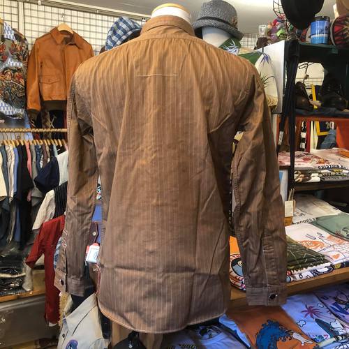 SUGAR CANE 8.5oz. BROWN WABASH STRIPE WORK SHIRT