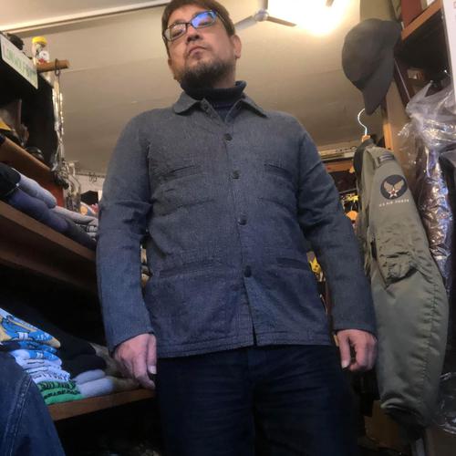 SUGAR CANE 6.5oz. INDIGO BEACH CLOTH WORK JACKET NAVY SUGAR CANE 6.5oz. INDIGO BEACH CLOTH WORK JACKET NAVY