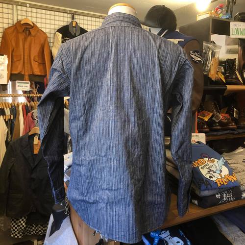 SUGAR CANE FICTION ROMANCE 5oz.INDIGO STRIPE L/S WORK SHIRT