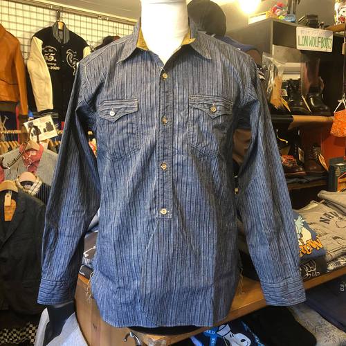 SUGAR CANE FICTION ROMANCE 5oz.INDIGO STRIPE L/S WORK SHIRT