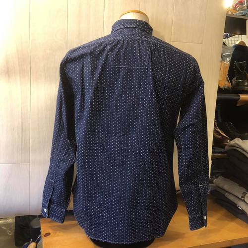 SUGAR CANE 4.5oz. INDIGO CASINO STRIPE L/S WORK SHIRT