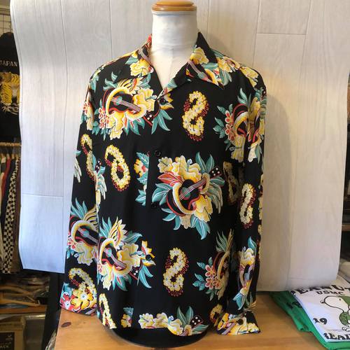 SUN SURF L/S AROHA SHIRT “MACINTOSH UKULELE” BLACK