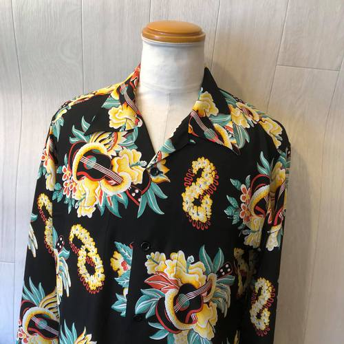 SUN SURF L/S AROHA SHIRT “MACINTOSH UKULELE” BLACK