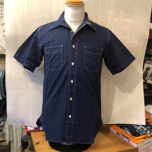 SUGAR CANE FR 4.5oz. INDIGOCASINO STRIPE S/S WORK SHIRT