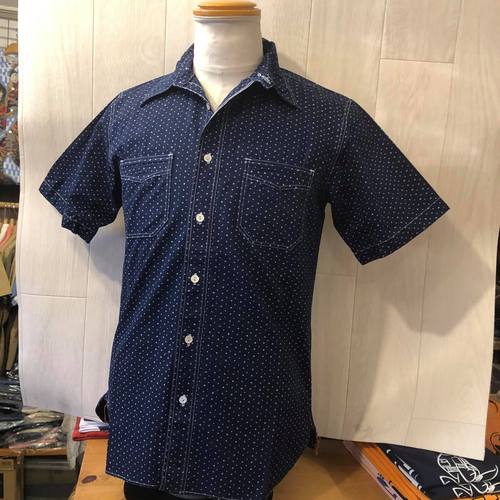 SUGAR CANE FR 4.5oz. INDIGOCASINO STRIPE S/S WORK SHIRT
