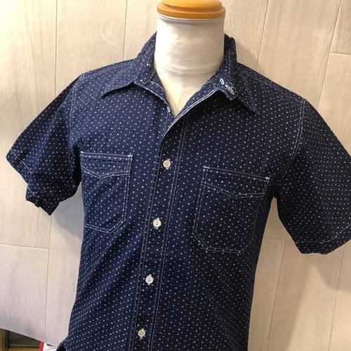 SUGAR CANE FR 4.5oz. INDIGOCASINO STRIPE S/S WORK SHIRT