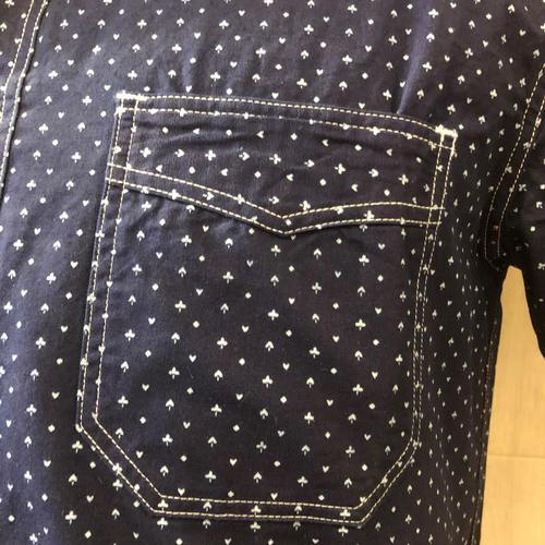 SUGAR CANE FR 4.5oz. INDIGOCASINO STRIPE S/S WORK SHIRT