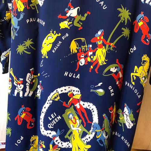 SUN SURF SP S/S HAWAIIAN SHIRT Lei Queen NAVY