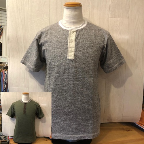 BUZZ RICKSONS SLUB YARN HENLEY NECK T-SHIRT