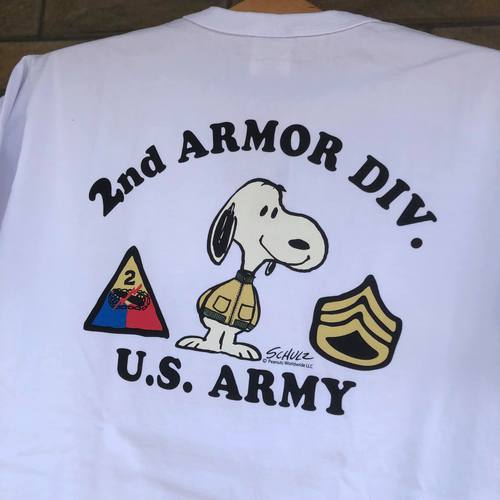 BUZZ RICKSONS × SNOOPY S/S T-SHIRT 2ND ARMOR DIV.
