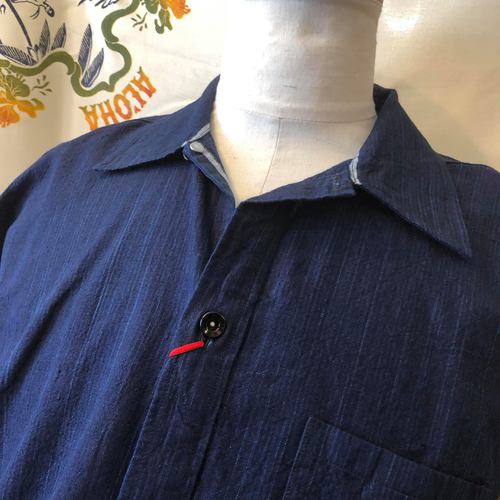 SUGAR CANE 砂糖黍製 5oz. INDIGO STRIPE L/S WORK SHIRT