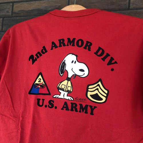 BUZZ RICKSONS × SNOOPY S/S T-SHIRT 2ND ARMOR DIV.