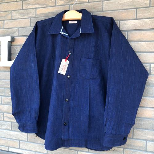 SUGAR CANE 砂糖黍製 5oz. INDIGO STRIPE L/S WORK SHIRT