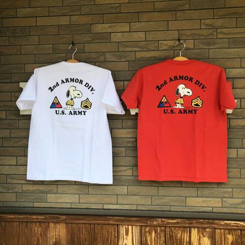 BUZZ RICKSONS × SNOOPY S/S T-SHIRT 2ND ARMOR DIV.
