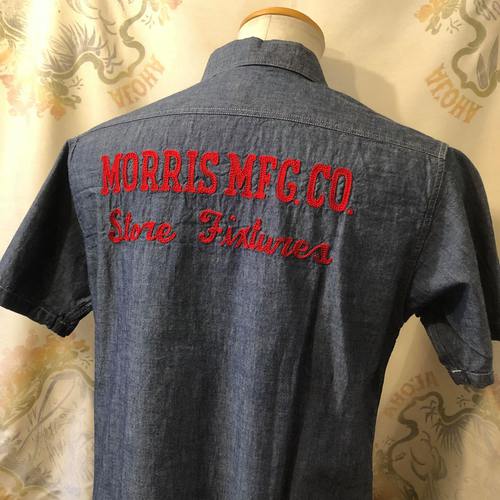 SUGAR CANE BLUE CHAMBRAY S/S WORK SHIRT W/EMBD