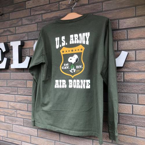 BUZZ RICKSONS × PEANUTS L/S Tee Snoopy U.S.ARMY AIR BORNE