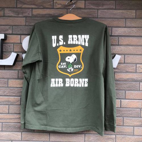 BUZZ RICKSONS × PEANUTS L/S Tee Snoopy U.S.ARMY AIR BORNE