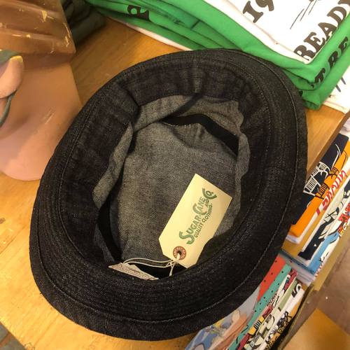 SUGAR CANE 10oz. DENIM PORKPIE HAT SC02466-119/BLACK