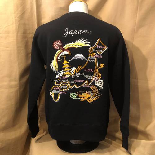 TAILOR TOYO SUKA CREW SWEAT JAPAN MAP BLACK