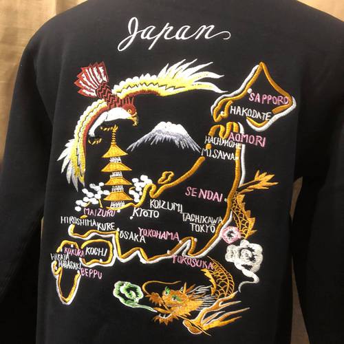 TAILOR TOYO SUKA CREW SWEAT JAPAN MAP BLACK