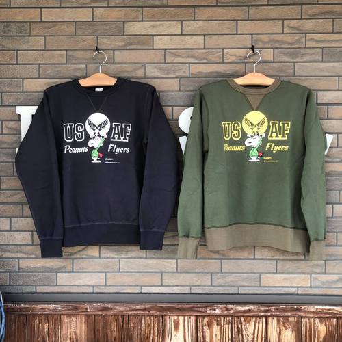 BUZZ RICKSONS × SNOOPY SET-IN CREW SWEAT PEANUTS FLYERS