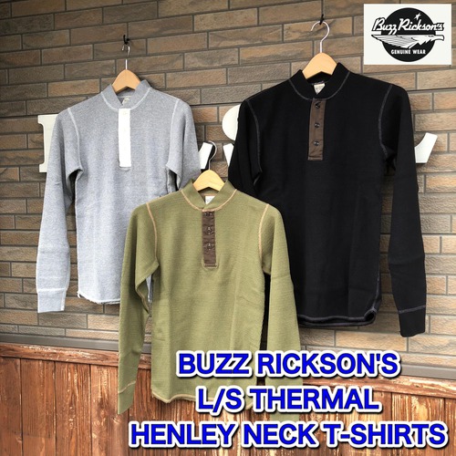 BUZZ RICKSONS L/S THERMAL HENLEY NECK T-SHIRTS
