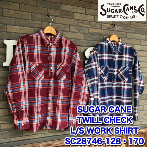 SUGAR CANE TWILL CHECK L/S WORK SHIRT SC28746
