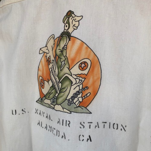 BUZZ RICKSONS WHITE CHAMBRAY L/S WORK SHIRTS ”NAS ALAMEDA”